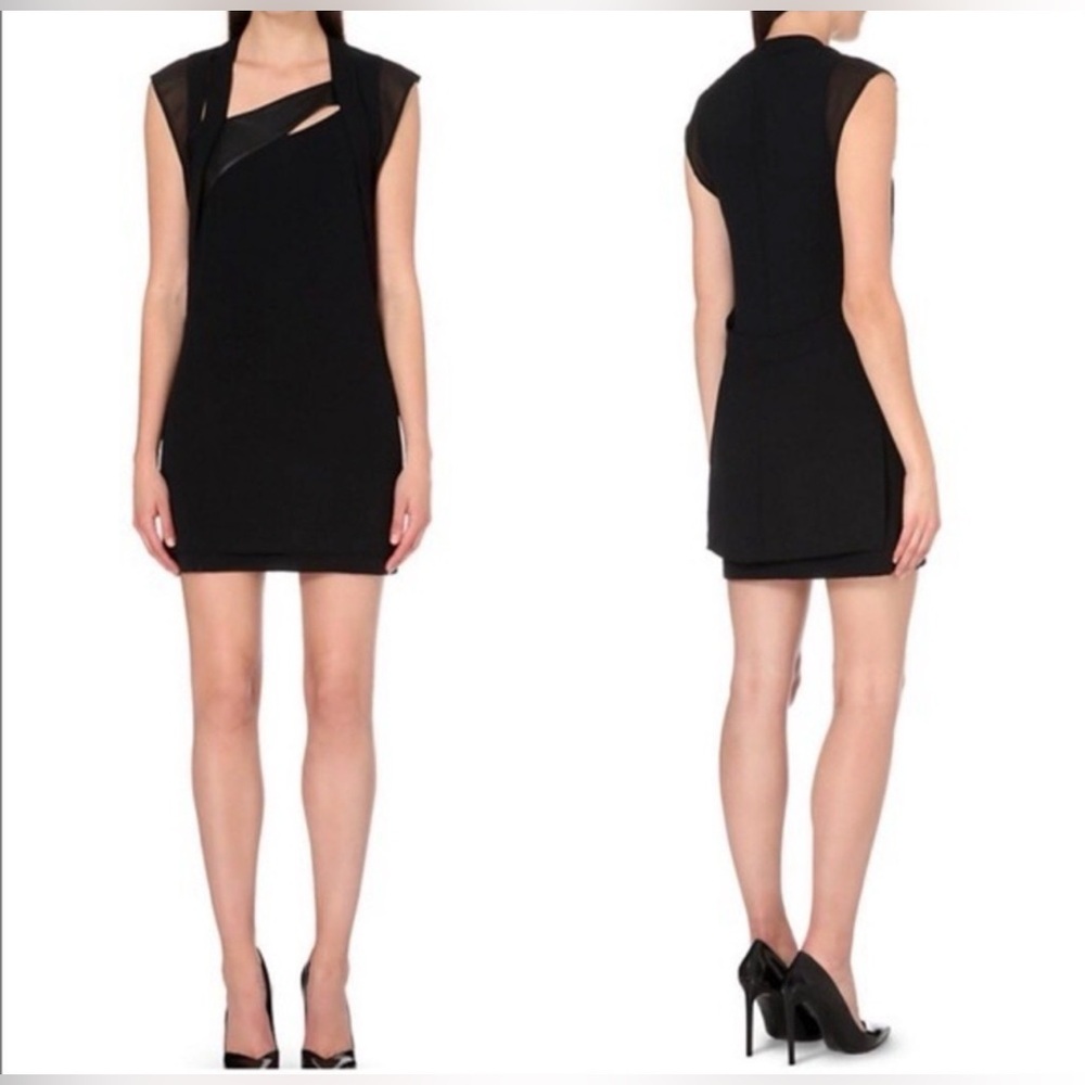 The Kooples Dress Navy Blue Sheath M Medium Cut Out Cap Sleeve Office Party $355